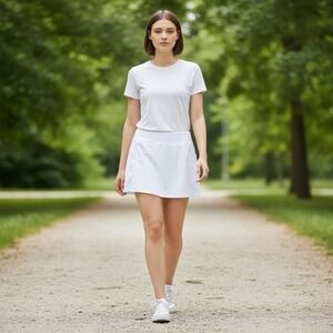 Athleta Tennis Skirt‎ White Built in Shorts Athletic Skort Women Size Medium